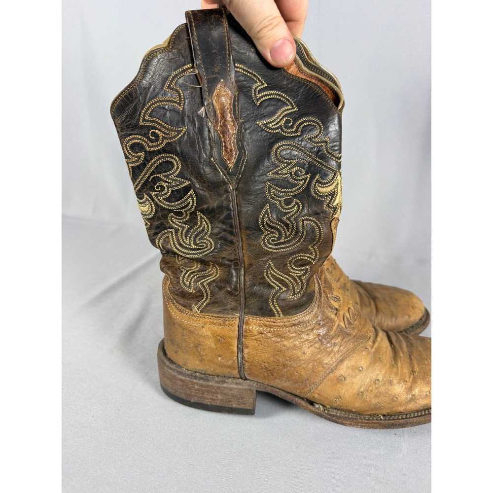 Lucchese 2000 Full Quill Ostrich Leather Western Cowboy Boots Tan Brown 8.5 B - Picture 14 of 16